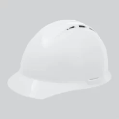 Safety Helmet Vented W/Access Slots 4-Point Mega Ratchet Suspn White