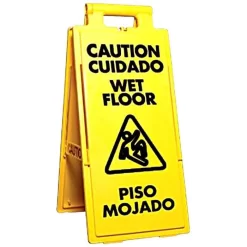 Bilingual 4-Way Wet Floor Sign