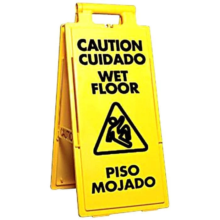 Bilingual 4-Way Wet Floor Sign 1 Bilingual 4-Way Wet Floor Sign