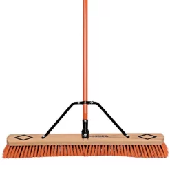 Leonard Dual-Bristle Push Broom, 30-Inch Wide Block With Steel Handle -Beautiful Garden 2630 2