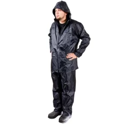 Premium Polyester Coated Rainsuit, Blue, Medium