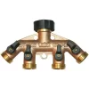 4-Way Brass Water Splitter/Shut Off Valve