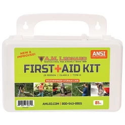 Leonard First Aid Kits, 25 Person, Class A, Type 3, ANSI Z308.1-2021