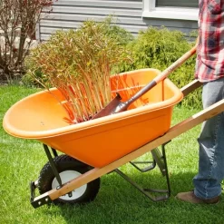 Leonard 6-Cubic-Foot Capacity Poly Tray Wheelbarrow With Narrow, Diamond Tread Tire -Beautiful Garden fwb6k 4