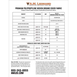 3.2oz Premium Woven Ground Cover 10ft (Folded) X 300ft -Beautiful Garden gc103 spec sheet