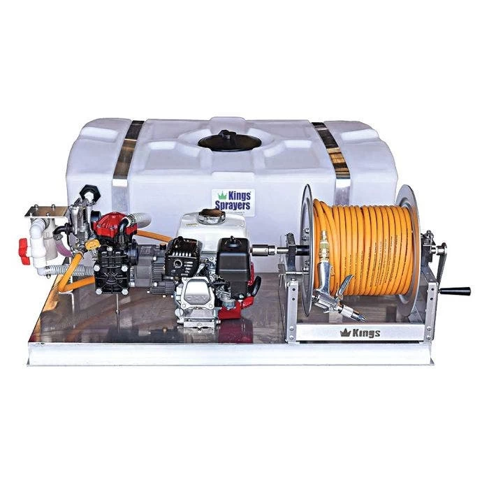 Kings 100 Gallon Low Profile Skid Sprayer With 10 Gpm Diaphragm Pump And Manual Hose Reel 1 Kings 100 Gallon Low Profile Skid Sprayer With 10 Gpm Diaphragm Pump And Manual Hose Reel