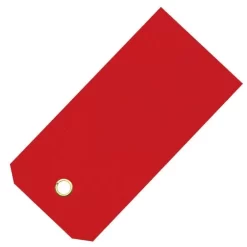 Prewired Vinyl Shipping Tags With Brass Eyelets, Red