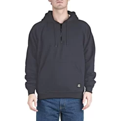 BERNE Mastic Thermal-Lined Hooded Quarter-Zip, Gray, 4XL Tall -Beautiful Garden sp350gry 4xt 1