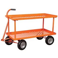 Leonard 2 Foot By 4 Foot Pull Style Nursery Cart With Shelf -Beautiful Garden vp f2448xwg 1