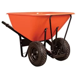 Leonard 10 Cubic Foot Poly Tray 2 Wheeled Wheelbarrows With Steel Handles