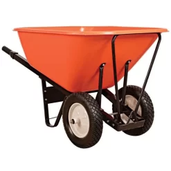 Leonard 10 Cubic Foot Poly Tray 2 Wheeled Wheelbarrows With Steel Handles -Beautiful Garden vp wb10s 2