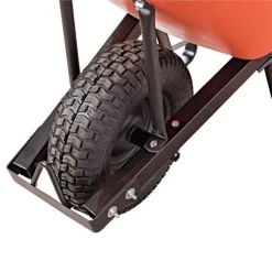 Leonard 6-Cubic-Foot Orange Poly Tray Wheelbarrow With Steel Handles And Pneumatic Tires -Beautiful Garden wb6 s 2